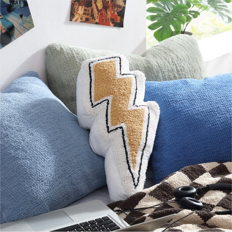 Lightning Bolt Decorative Pillow Set - 2 Pack, 10 x 20 Inches, Yellow