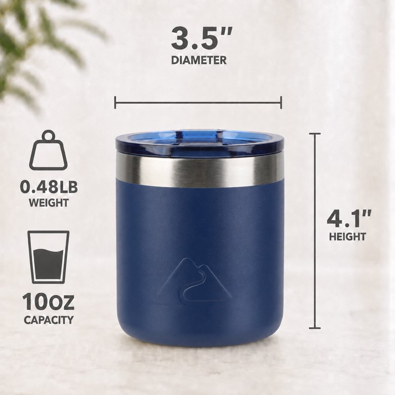10oz Ceramic-Lined Stainless Steel Lowball Tumbler - Navy Blue