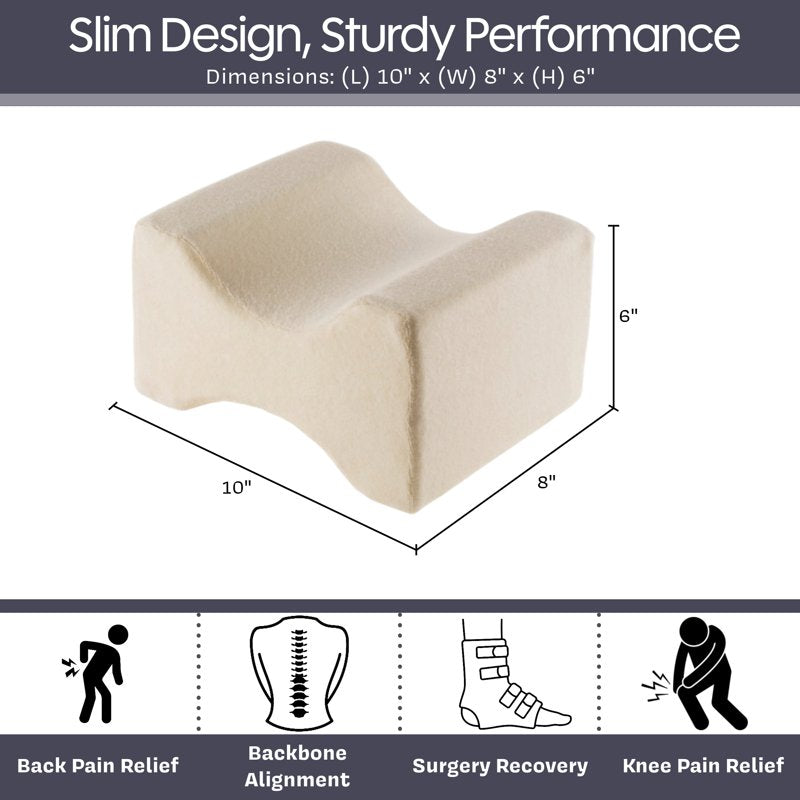 Knee Pillow for Side Sleepers - Memory Foam Leg Support for Back Pain Relief