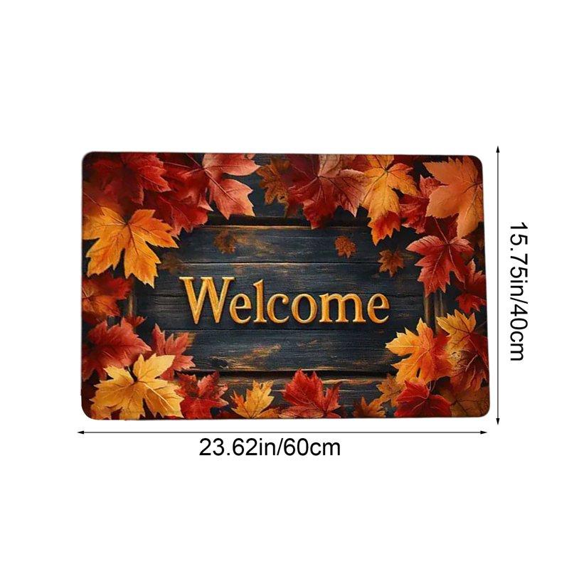 Fall Door Mat Absorbent Non-Slip Halloween Porch Entryway Decor 40x60cm
