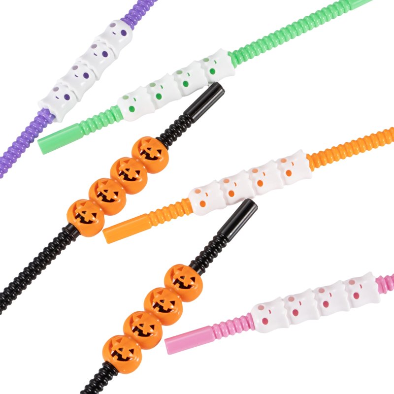 Halloween Party Drinking Straws Set - Jack-o'-Lantern & Ghost Decor, 8 Pieces