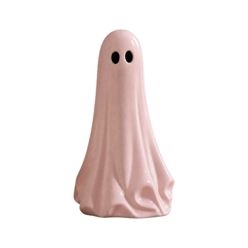 Pink Ghost Figurine for Halloween - 20 Inch Plastic Spooky Statue, Indoor Decor with Glossy Finish - Variation K