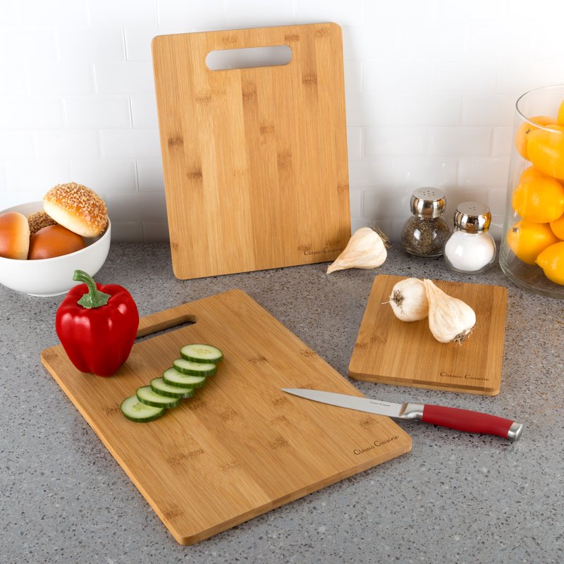 Eco-Friendly Bamboo Cutting Board Set - 3-Piece Kitchen Set