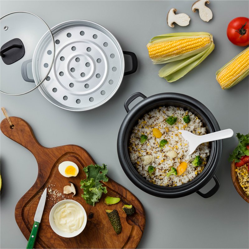 6-Cup Electric Rice Cooker and Food Steamer - Blue