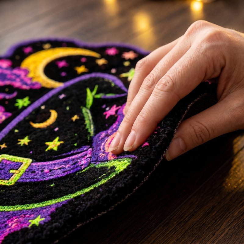 Halloween Door Mat Indoor Outdoor Welcome Rug with Ghost and Spiders - Variation B