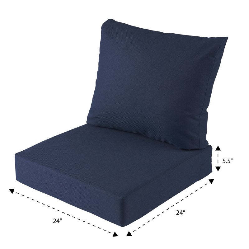 Outdoor Deep Seat Cushion Set - Navy, 2-Piece for Chairs