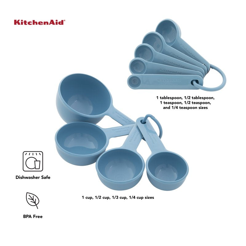 Measuring Cups and Spoons Set - 9-Piece Kitchen Utensils in Blue Velvet