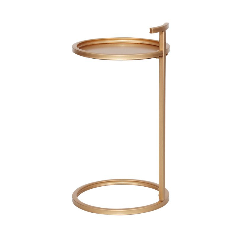 14-Inch Round Soft Gold Metal Tray C Table - Small Space Friendly