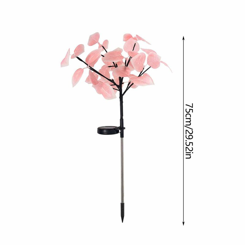 Garden Solar Lights Pink Eucalyptus Leaves Outdoor Waterproof Pathway Lamp R