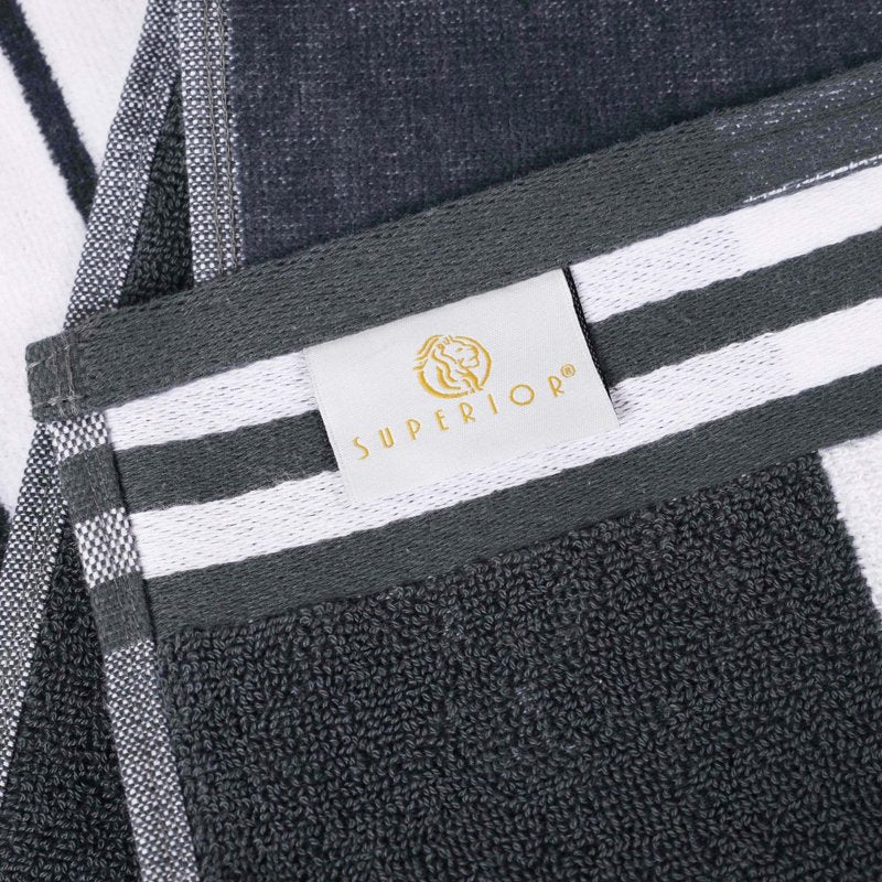 Oversized Cotton Beach Towel Set of 6 - Charcoal, 34 x 64 Inches, Pool & Beach Ready