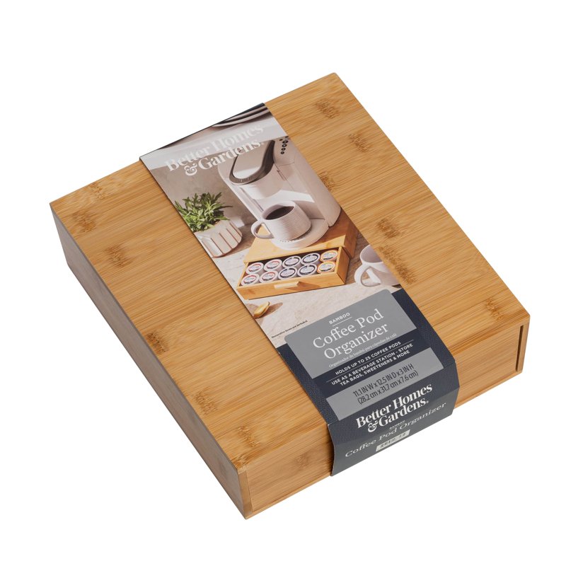 Bamboo K-Cup and Beverage Organizer - 25 Capacity, Natural