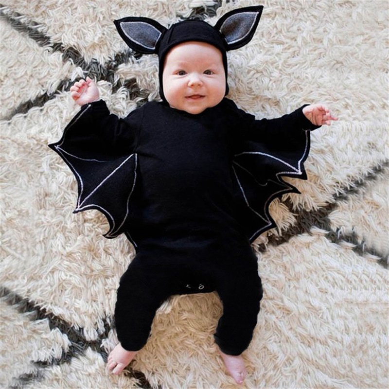 Baby Halloween Outfit Romper for 3-6 Months - Black Bat Costume