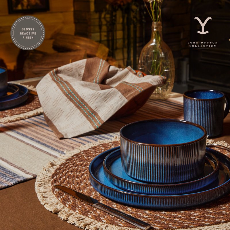Yellowstone John 12-Piece Ceramic Dinnerware Set - 2 Pack