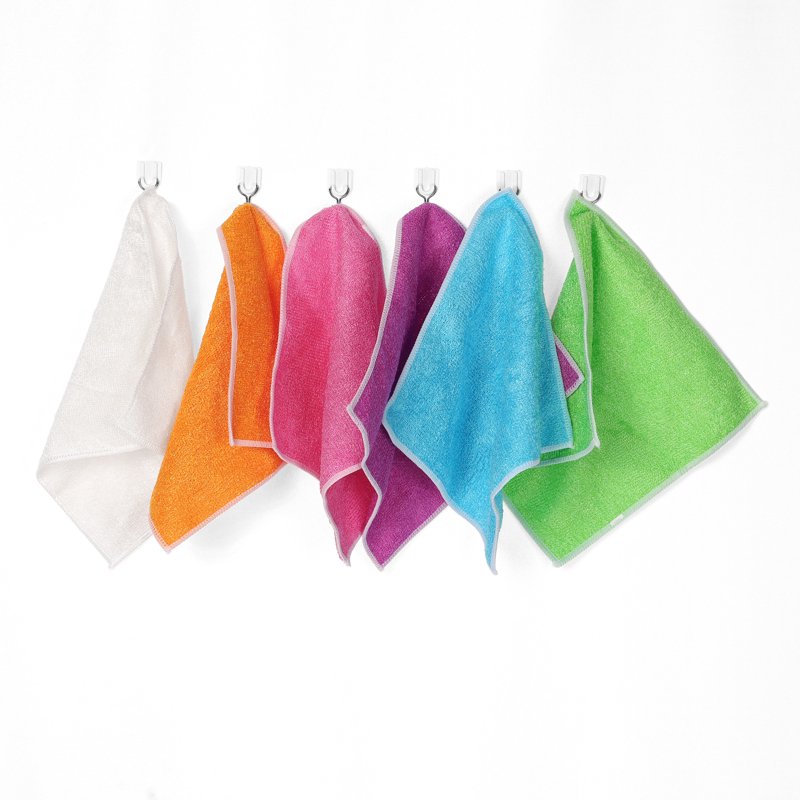 12 Pcs Microfiber Kitchen Cloths - Absorbent Rayon Bamboo Towel 7" x 9" - Orange