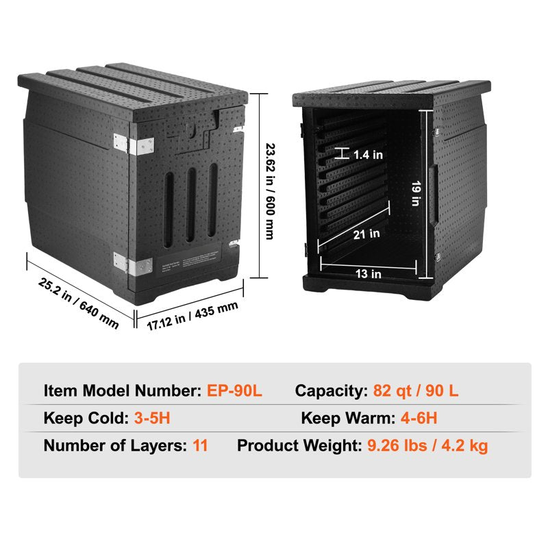 82 Qt Insulated Food Carrier - Catering Hot Box for Delivery
