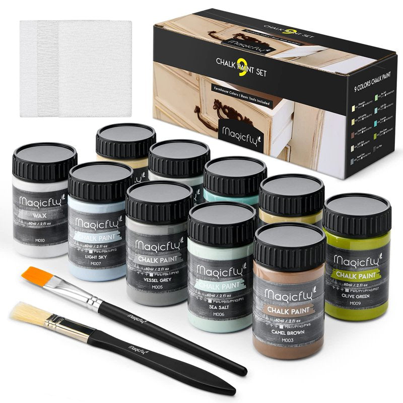 Farm Color Chalk Acrylic Craft Paint Set - 15 Pack, 9 Neutral Shades, 2 oz