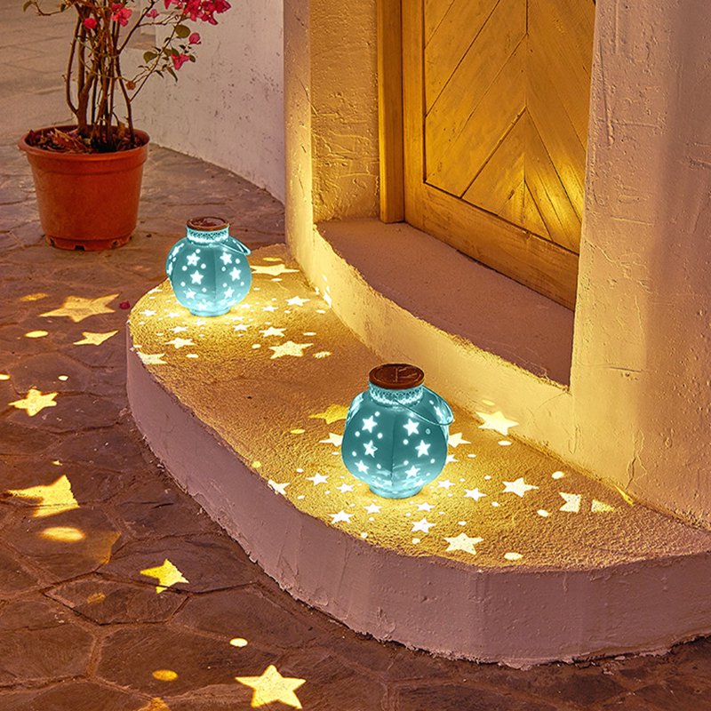 125 Green Solar Outdoor Table Lantern with Flickering Flame Warm Light