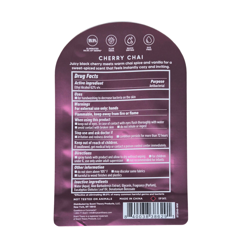 Hand Sanitizer Spray - Cherry Chai Scent, 1 fl oz