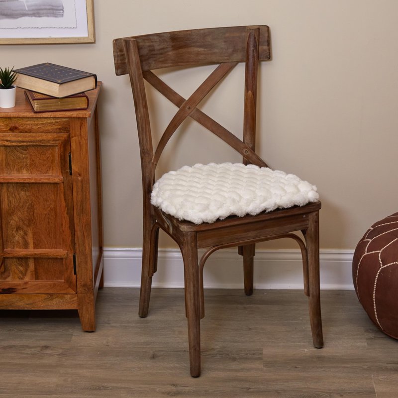 Non-Slip Plush Chair Cushion Set of 2 - 16" x 15" x 2" - Podcast White