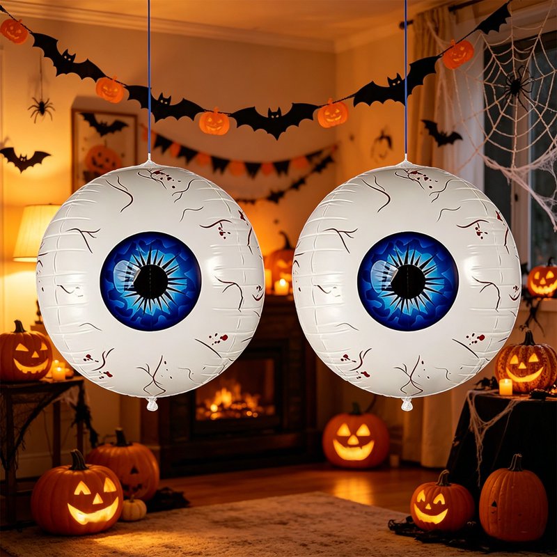 Blue Inflatable Eyeball Decorations Halloween Yard Party Set - 2 Pieces