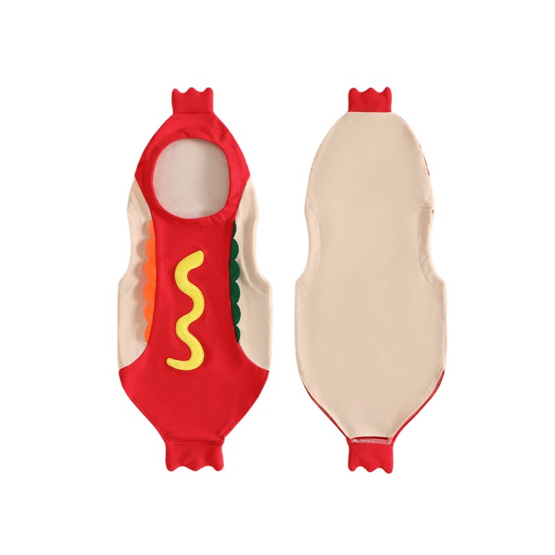 Kids Hot Dog Costume Toddler Girl Boy Halloween Cosplay Romper - Red, 3-4 Years
