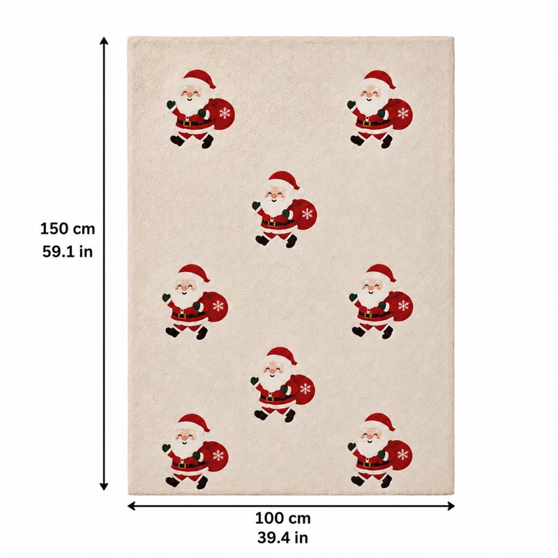 Santa Claus Printed Christmas Flannel Throw Blanket - 59 x 39.37in, Soft Holiday Decor