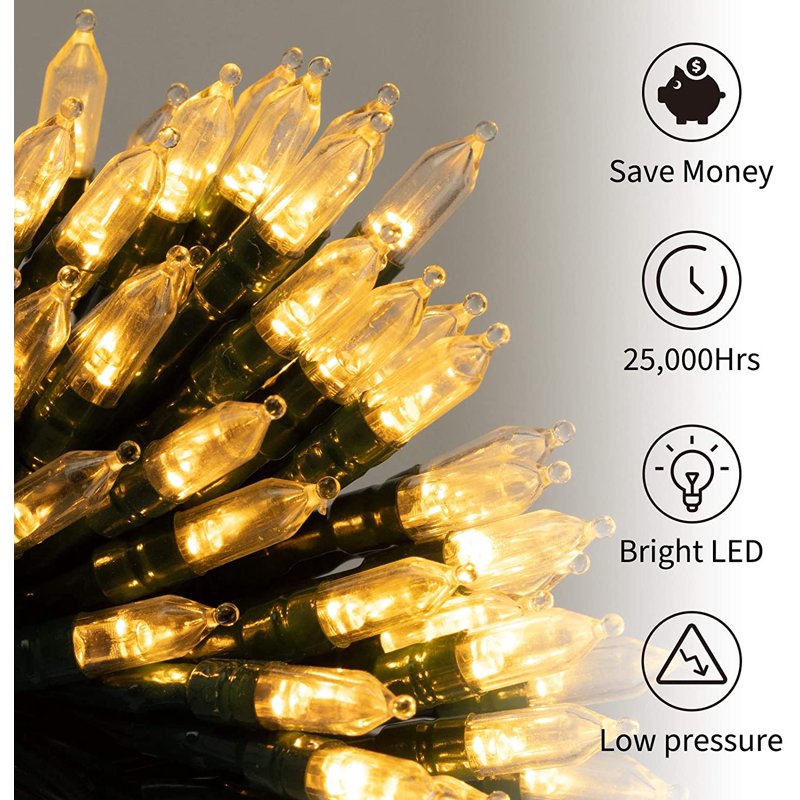 Morttic 2 Pack Warm White String Lights 16.4 Feet 50 LED Waterproof Fairy Lights with 8 Modes