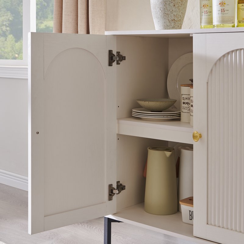 Wooden Buffet Cabinet with Storage - 123.5" W, White, 4 Pack