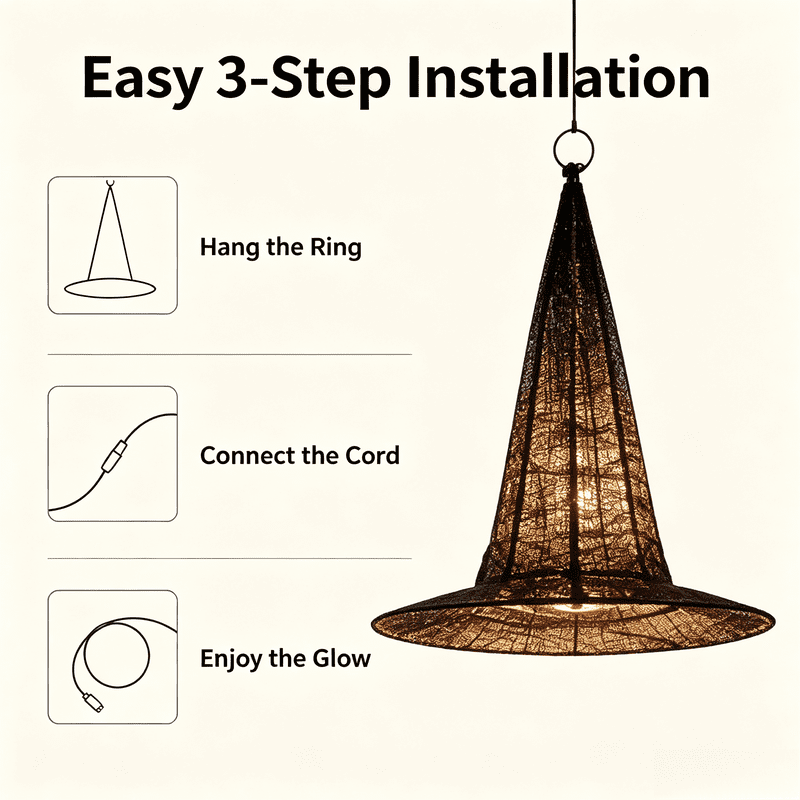 Magic 5PC Witch Hat Lights Halloween Glowing Decor Waterproof Hanging Lights