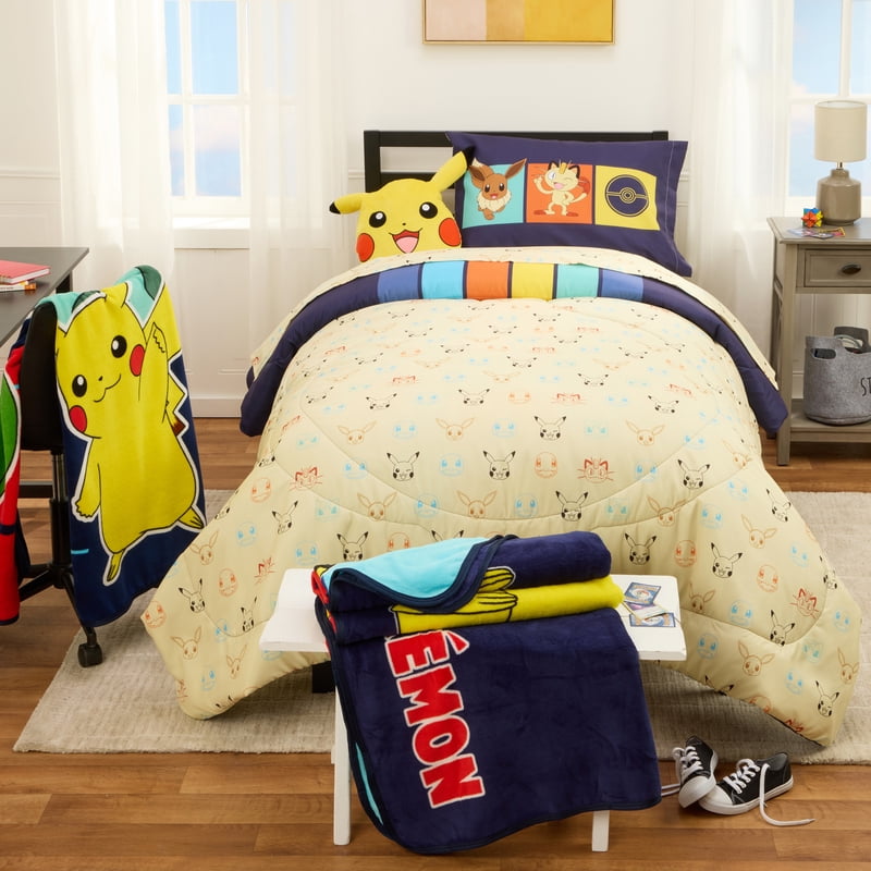 Pokemon Kids Reversible Comforter Set - Full Bedding with Pillowcase & Sheets
