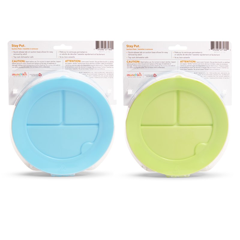 Stay Put Suction Plates for Toddlers - Blue/Green, 2 Pack