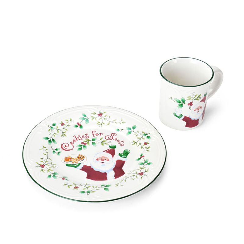 Cookies and Milk for Santa Plate and Mug Set - Winterberry Design
