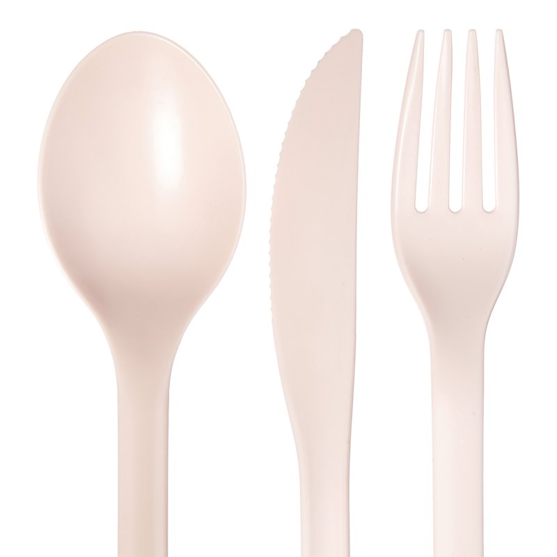 Eco-Friendly Blush Pink 3-Piece Flatware Set - 3 Pack
