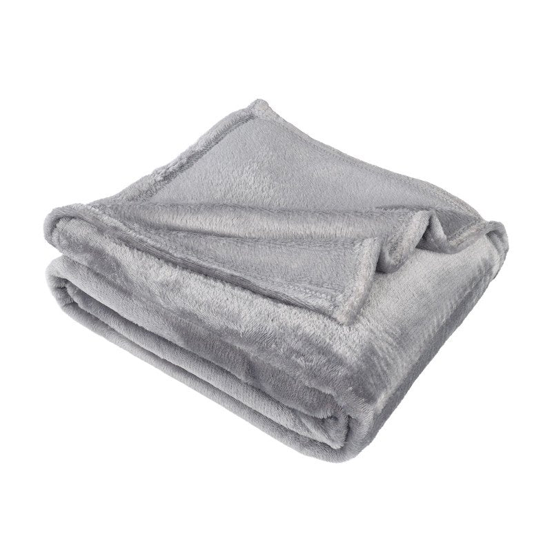 Superior Fleece Plush Soft Blanket - Solid Gray Throw - XL