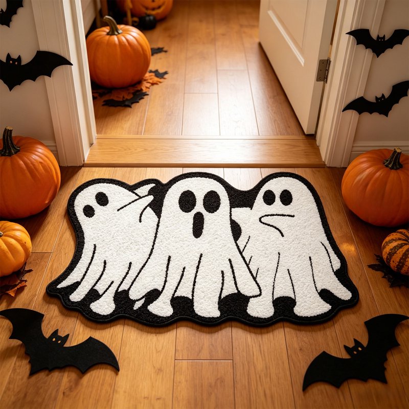 Halloween Ghost Door Mat 23.6x15.7in Plush Welcome Trick-or-Treat Indoor Rug - Variation of 44_Cute Plush Ghost Rug_23.62x15.75in_AR