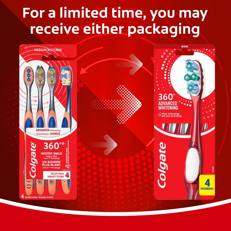 Advanced Whitening Toothbrush Pack - Medium Bristle, 4 Pack