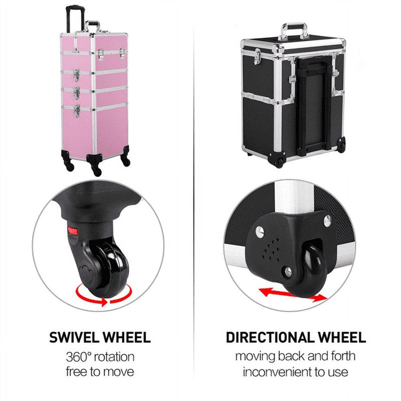 Professional Aluminum Makeup Case with Wheels - Multiple Colors