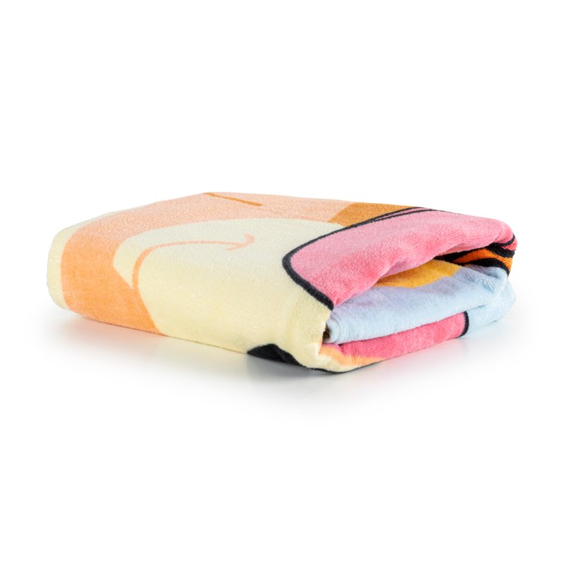 Kids Beach Towel Set with Cartoon Beach Buddy - 28x58in Cotton & 12in Polyester, Orange and Yellow