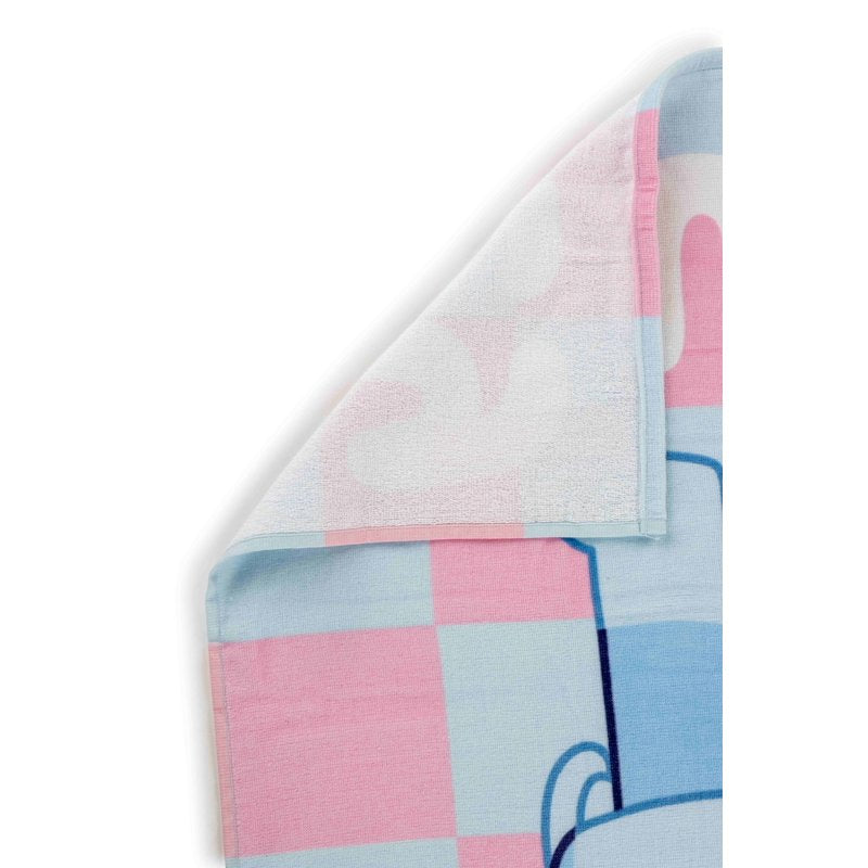 Bluey Cool Checks Kids Beach Towel 28x58 Inches Cotton - Light Blue & Pink