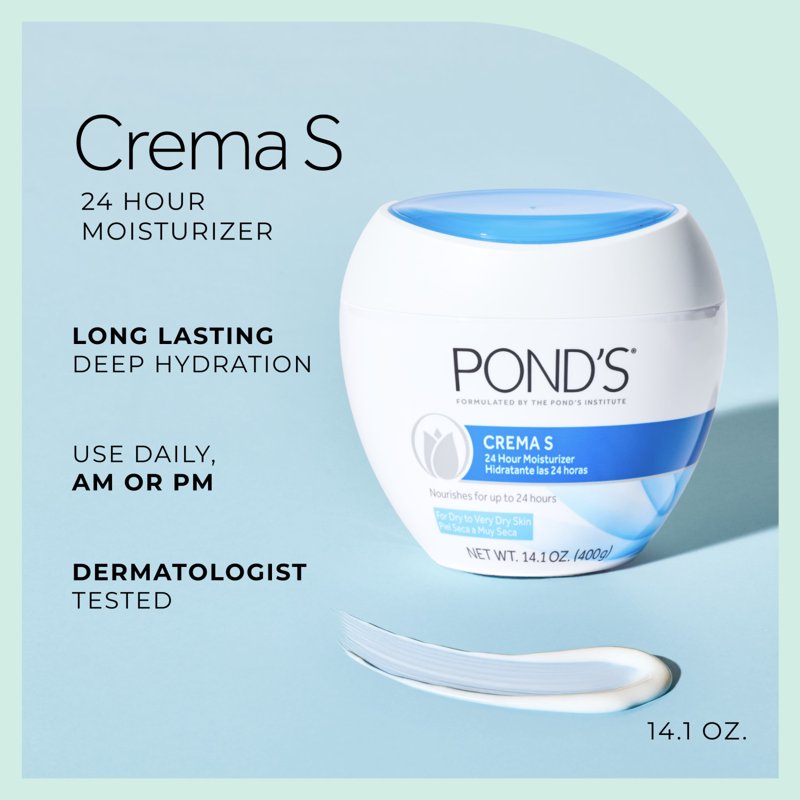 POND'S Crema S Moisturizing Face Cream for Dry to Very Dry Skin, 14.1 oz