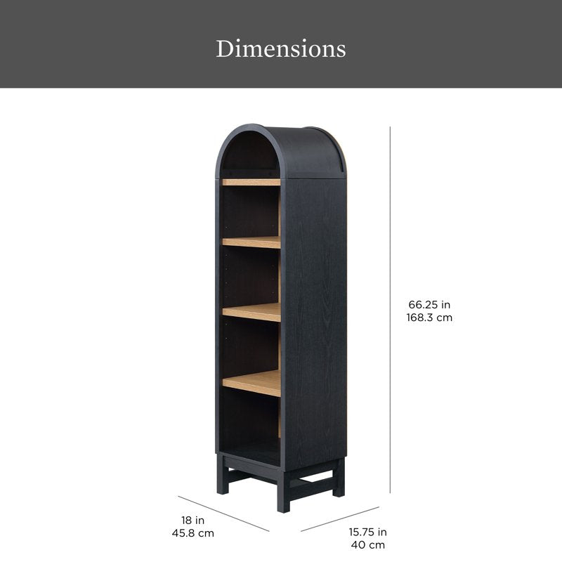 Juliet Narrow Arch Bookcase with Adjustable Shelves - Multiple Finishes