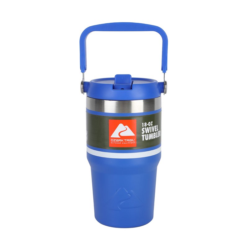 18 oz Stainless Steel Swivel Tumbler - Blue Morpho with White Stripe