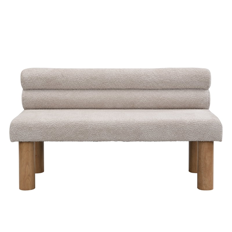 Modern Boucle Upholstered Dining Bench - Light Gray
