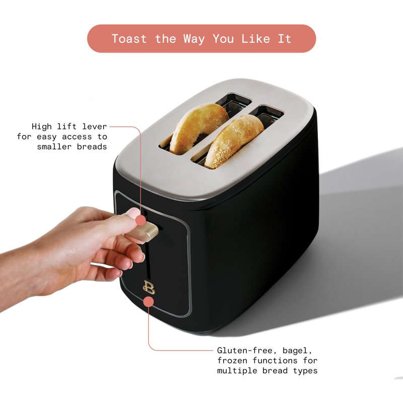 2-Slice Toaster with Touch-Activated Display - Black Sesame