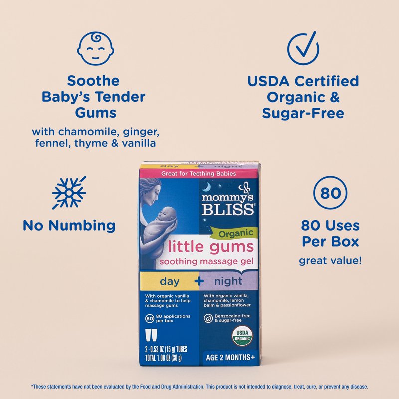 Organic Baby Gum Massage Gel - Day & Night, 2 Pack, 1.06 oz
