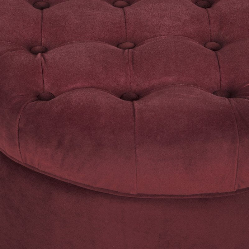 Large Round Velvet Storage Ottoman - Berry Color