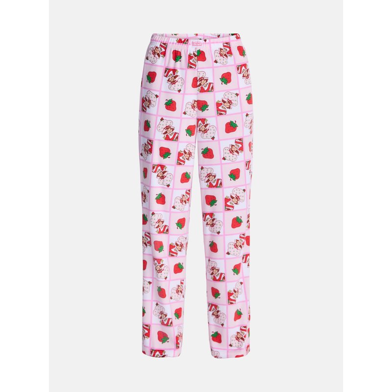Women’s Wide Leg Velour Sleep Pants - Strawberry Shortcake Pink M Variation