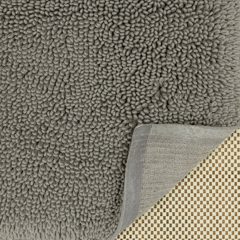 Non-Slip Cotton Bath Mat - Classic Plush Grey 1' 9" x 2' 10" - Washable & Fade Resistant