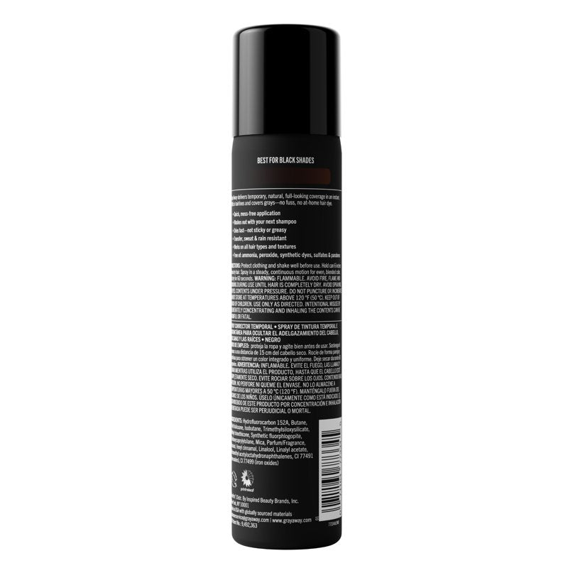 Temporary Hair Color Spray for Men - Black 2.5 oz