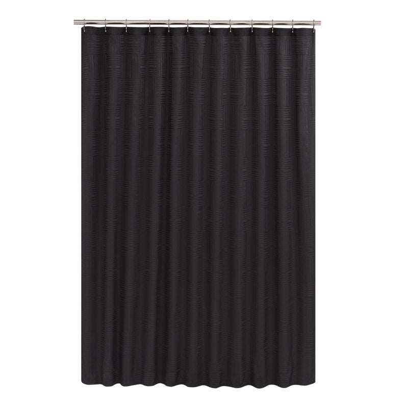Black Mosaic Shower Curtain & Liner Set - Polyester Bathroom Decor, Medium Weight PEVA Liner Included